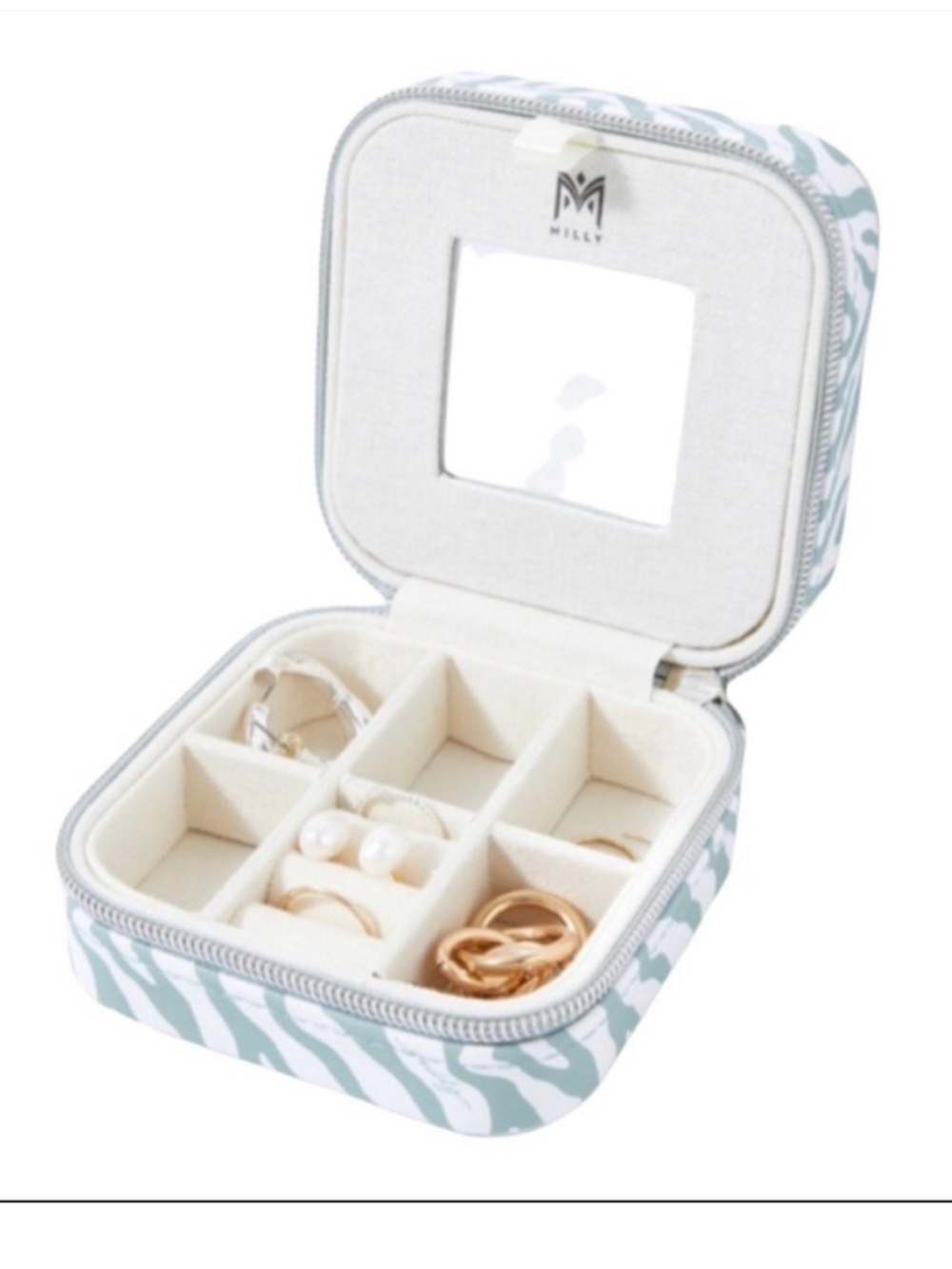 Milly Travel Jewelry Case - Mint Zebra Stripe